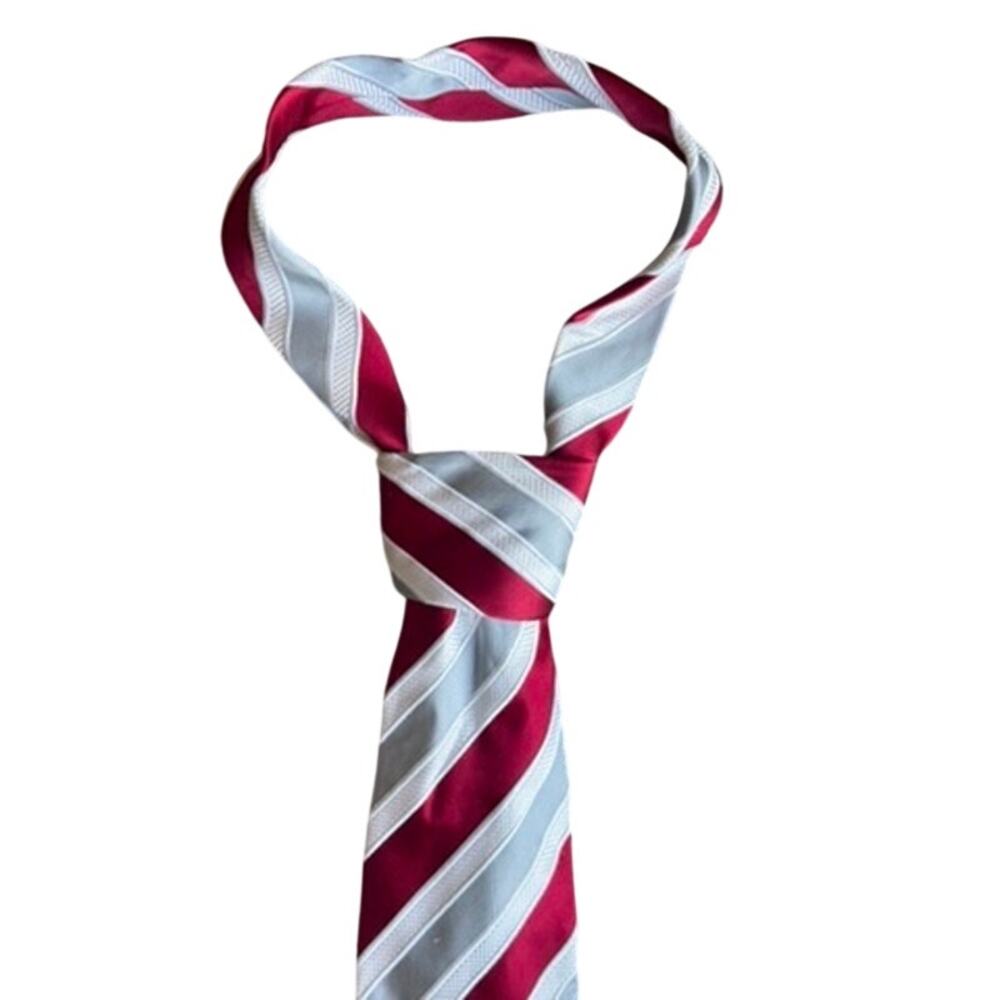 Donald J. Trump Signature Collection Pink Silver Stripe Silk Tie Luxury Necktie
